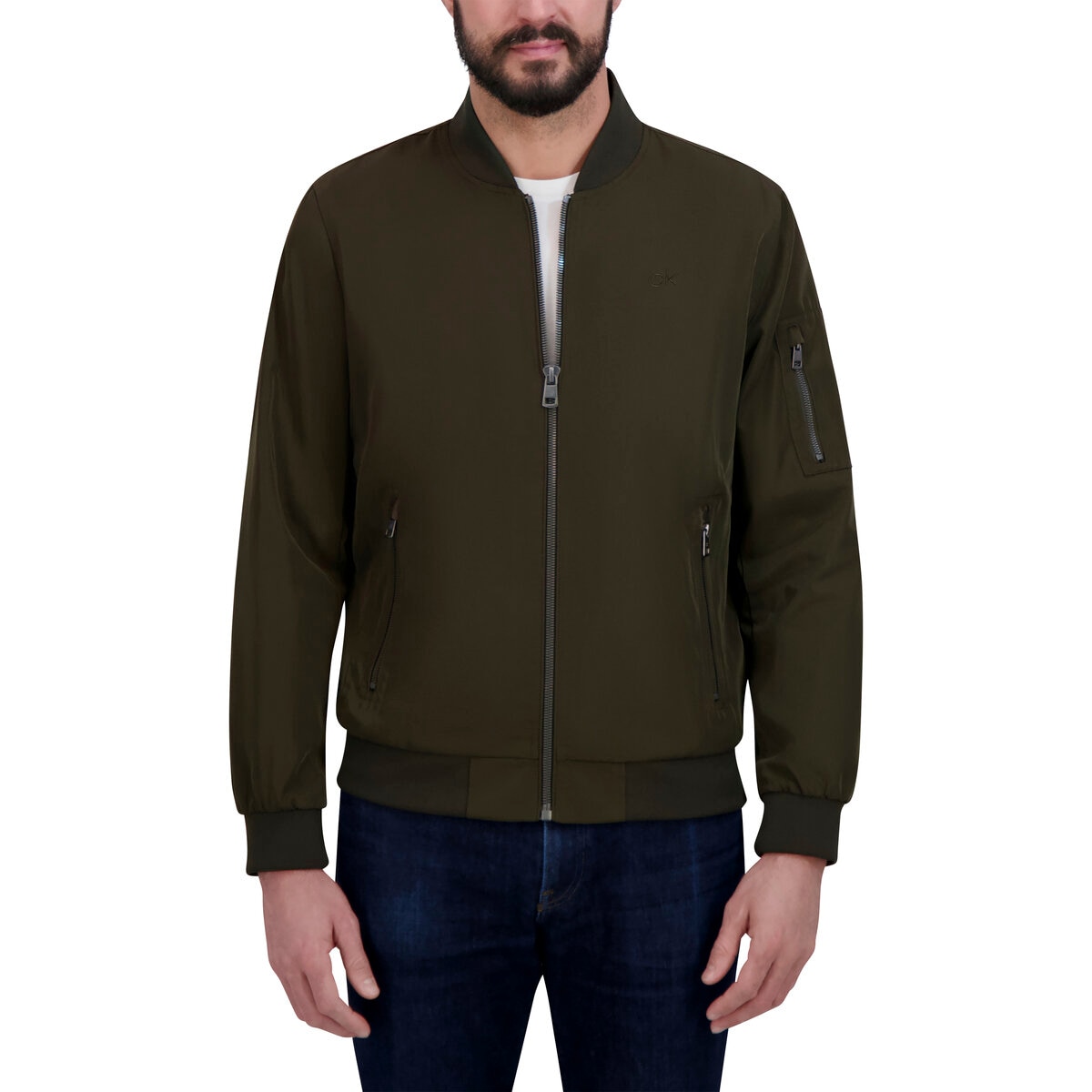 カルバンクライン メンズ フライトジャケット オリーブ L