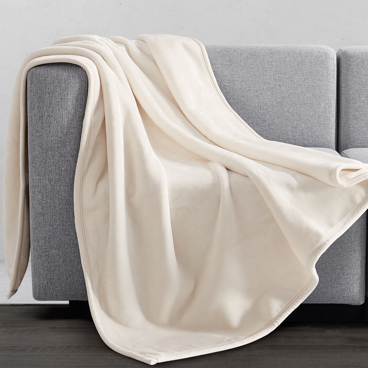 フランネル 大判ひざ掛け 152cm x 177cm アイボリー | Costco Japan