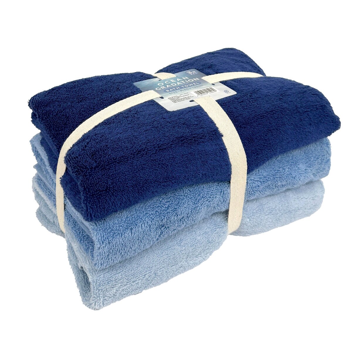 グラデーション バスタオル 60cm x 120cm 3枚組 ブルー | Costco Japan