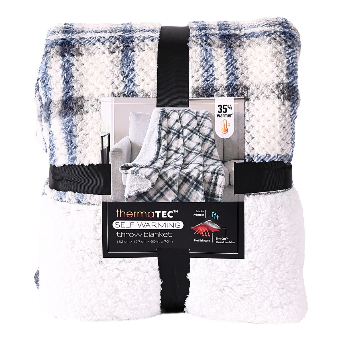 保温大判ひざ掛け 152cm x 177cm ブルー | Costco Japan