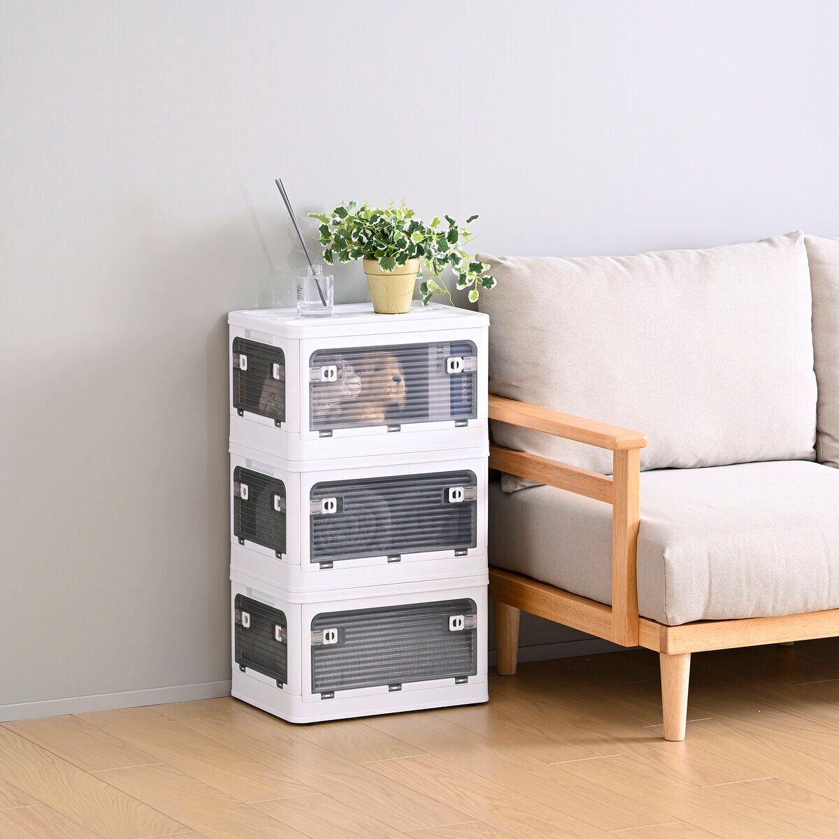 YAMAZEN コンテナフルオープンボックスS 3個組 ホワイト | Costco Japan