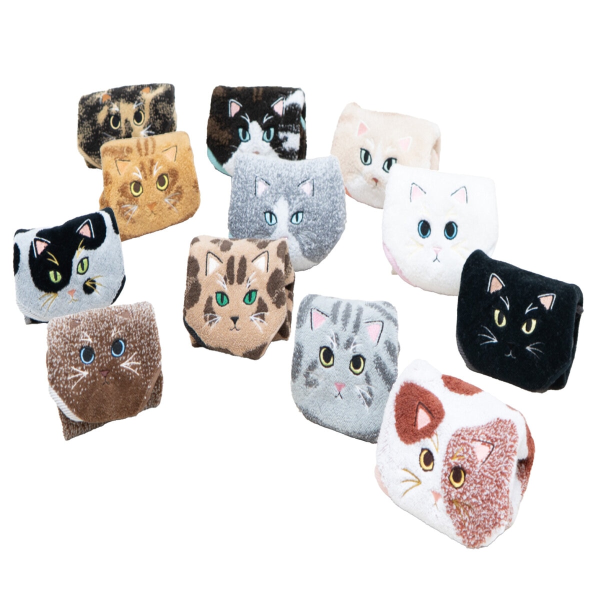 Uchinoko うちのニャンコ毛並ロングフェイスタオル 34cm x 100cm 3枚組