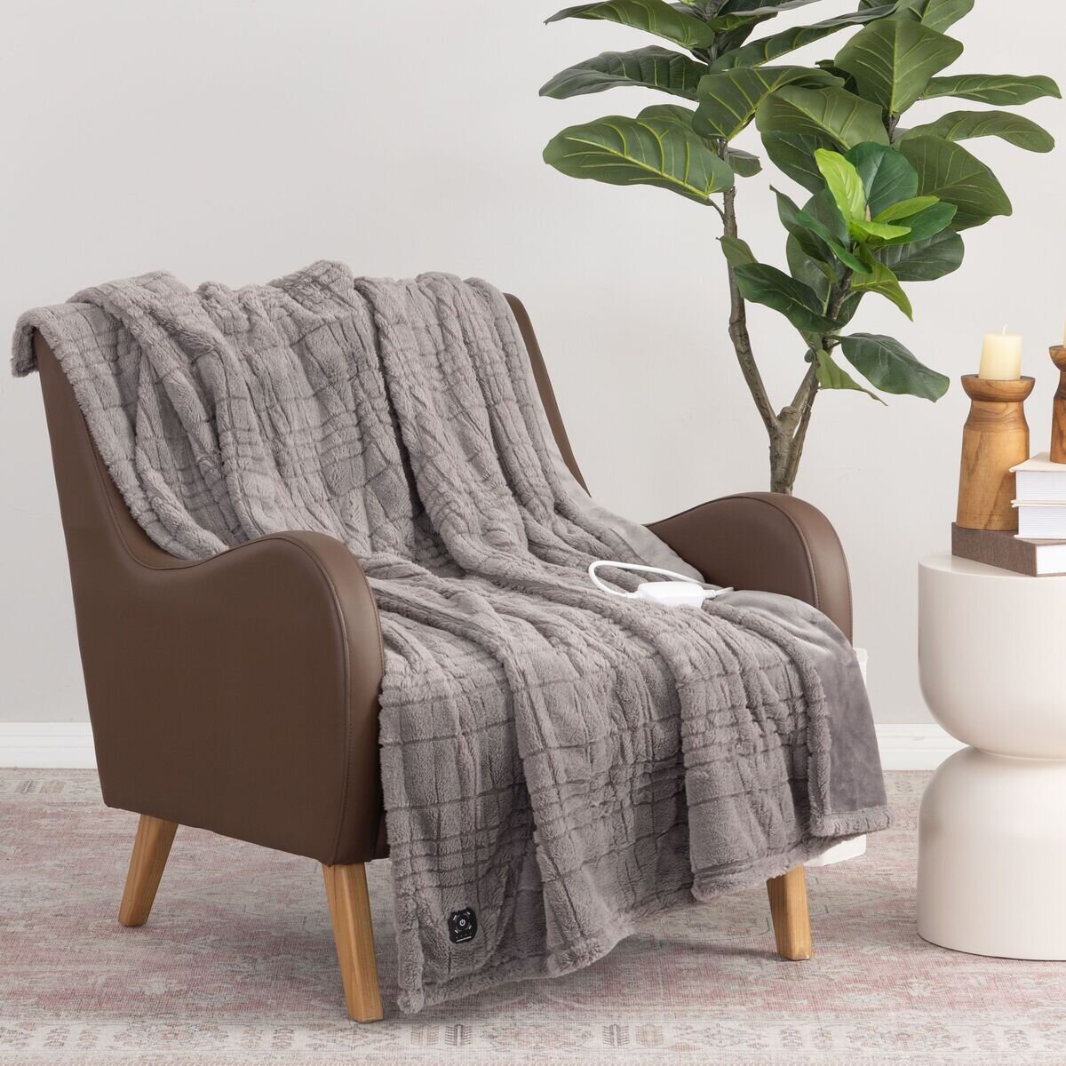 BERKSHIRE BLANKET 電気大判ひざ掛け 127cm x 152cm モーニング フォグ