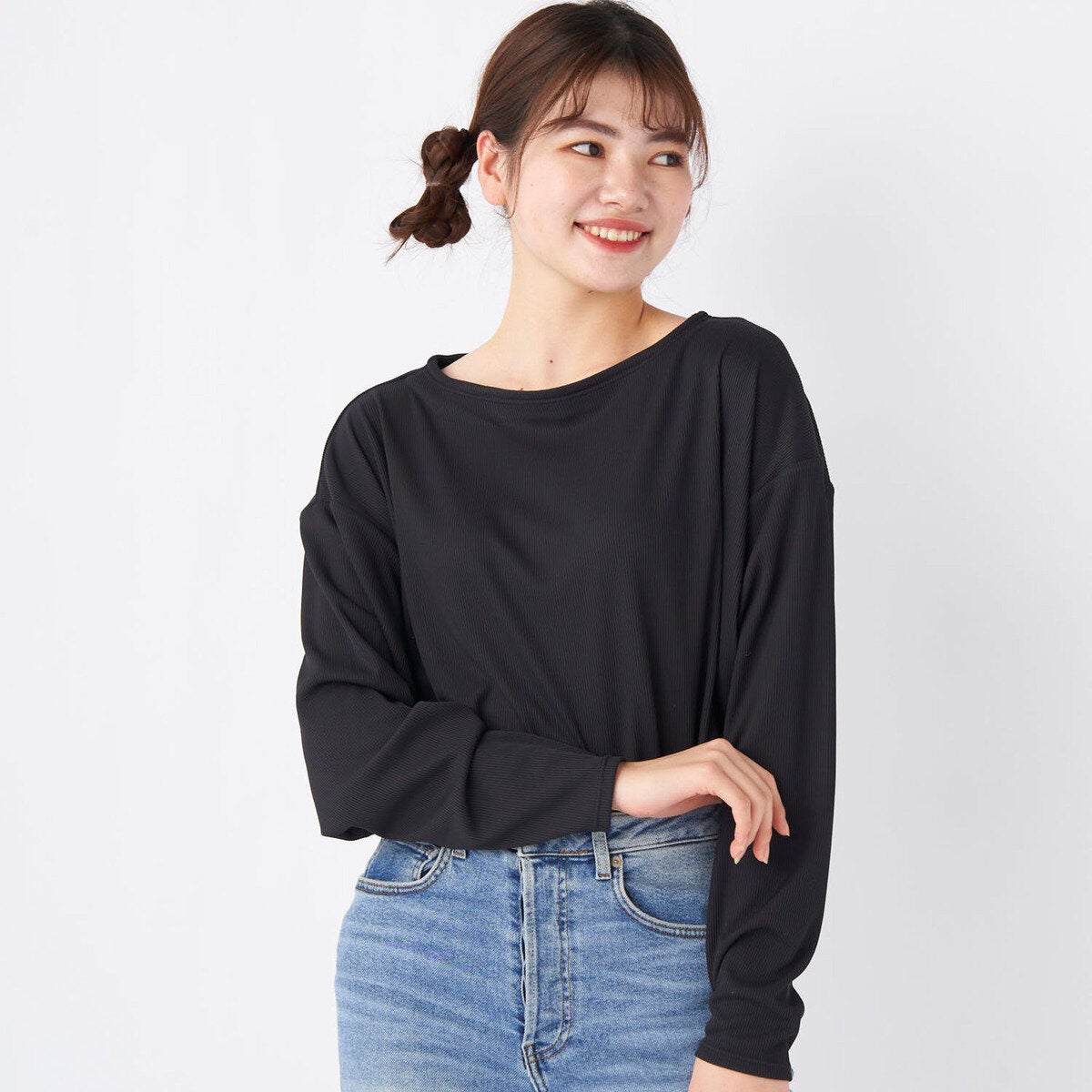 オーシャンパシフィック レディース UVカット 長袖Tシャツ ブラック M 