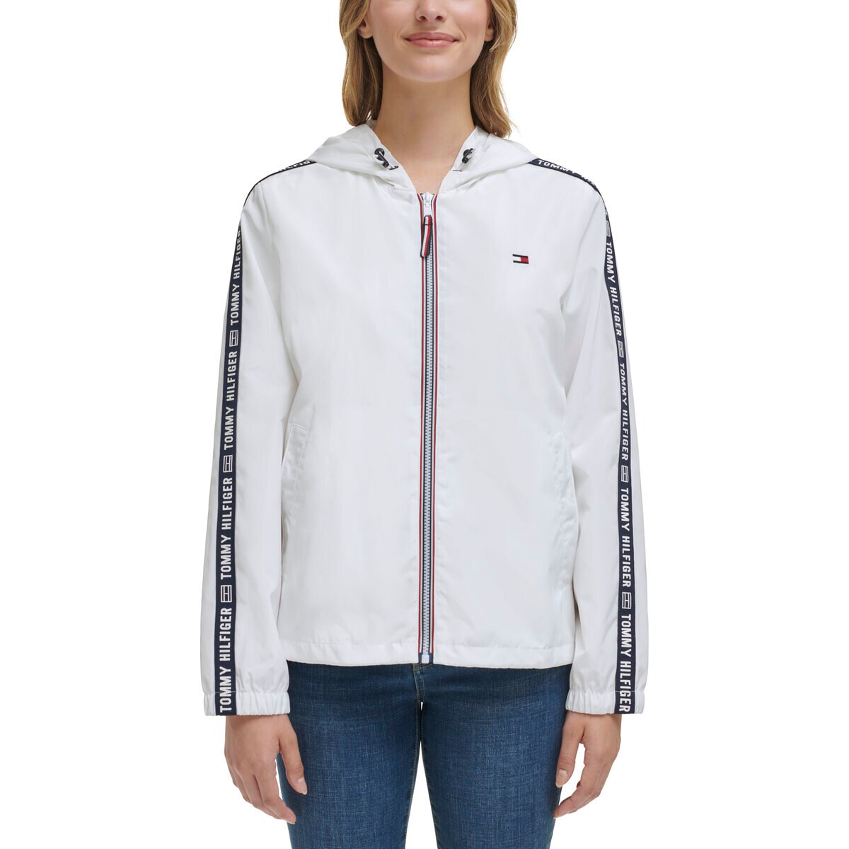   トミーヒルフィガー 白 ジャンパー・ブルゾン L TOMMY HILFIGER ナイロンジャケット トミーヒルフィガー