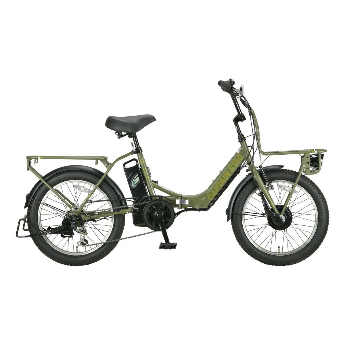 【新品】CAPTAIN STAG電動アシスト自転車 CAPTAIN STAG E BAGIE 電動アシスト自転車 アーミー グリーン | Costco