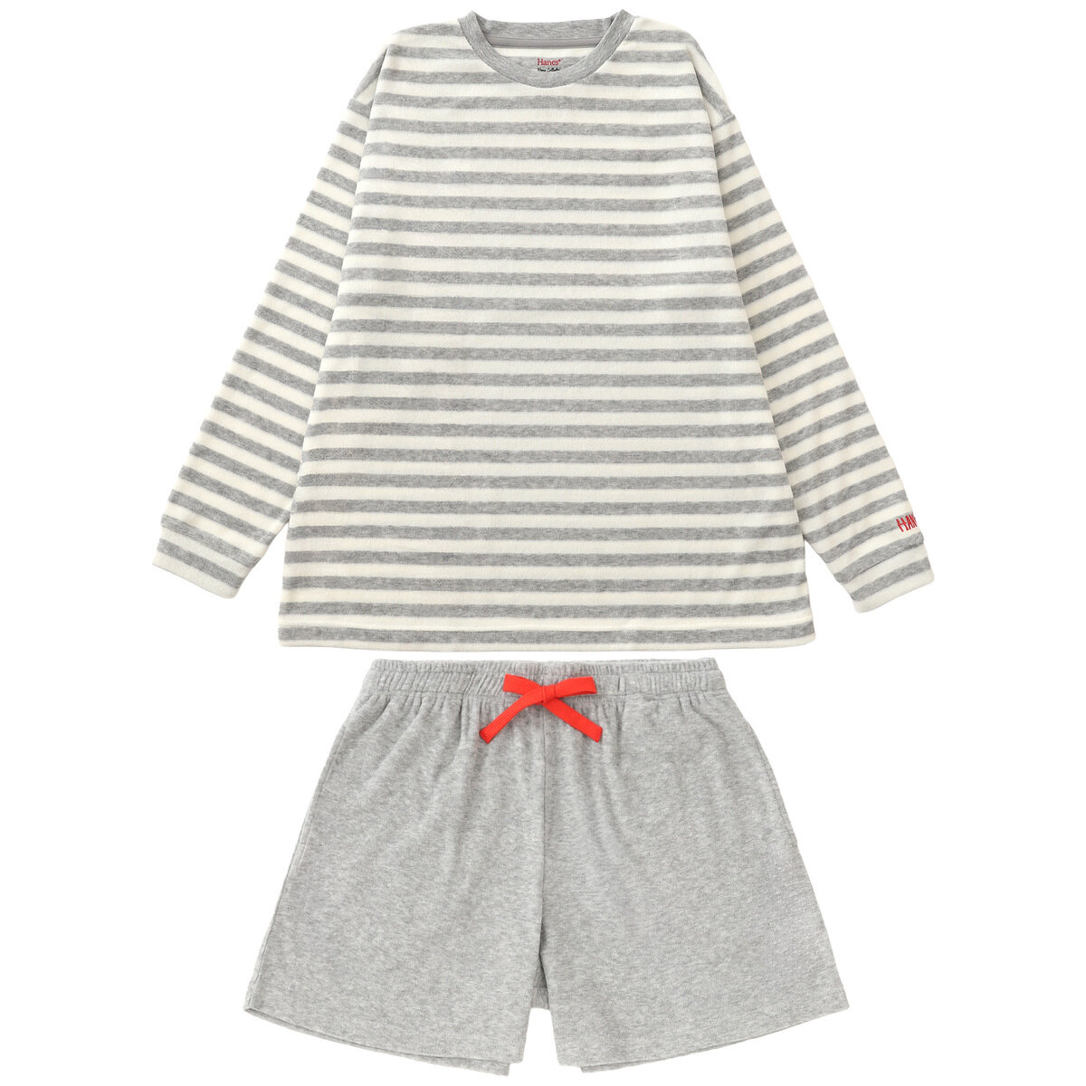 ヘインズ ウィメンズ ラウンジウェアセット グレー/ホワイト M