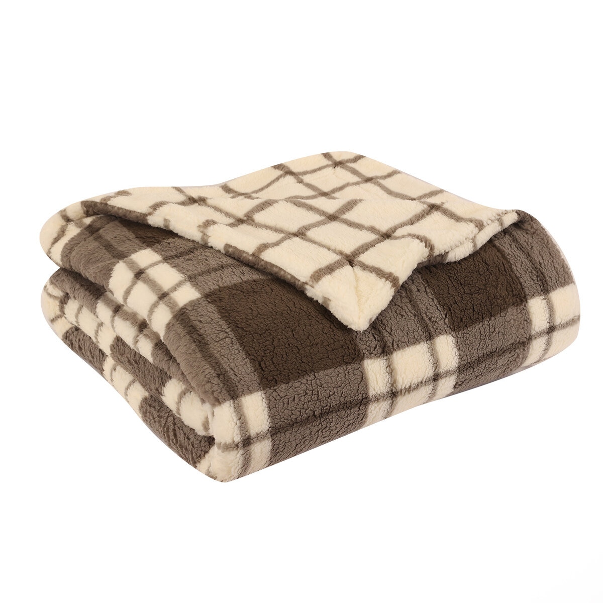 シェルパ ブランケット ツイン 167x228cm プレイド ベージュ | Costco
