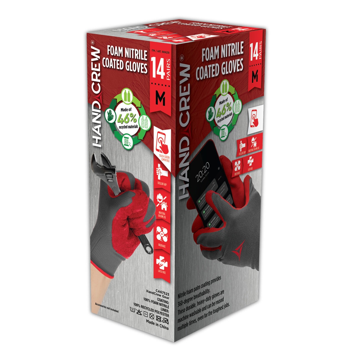HANDCREW（ハンドクルー）ニトリル背抜きグローブ14双 Mサイズ