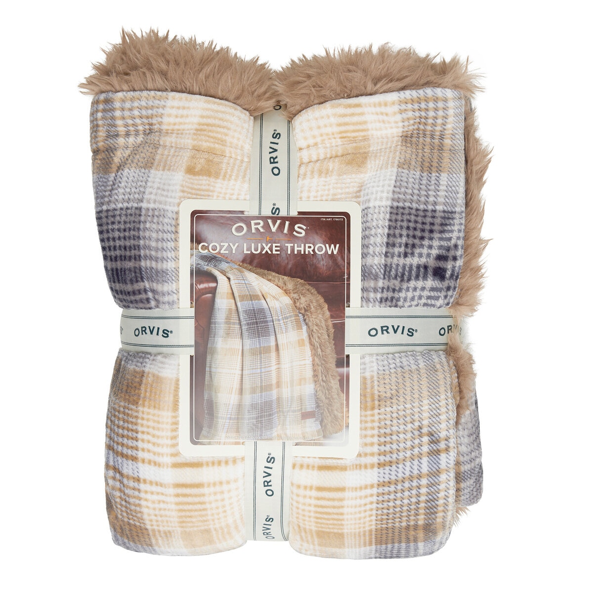 ORVIS ラビットファー 大判ひざ掛け 152cm x 177cm シャドープレイド