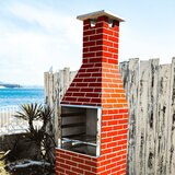 BRAZA トップグリル BBQコンロ ブラジル式レンガ風コンクリート製組立式バーベキューコンロ レッド