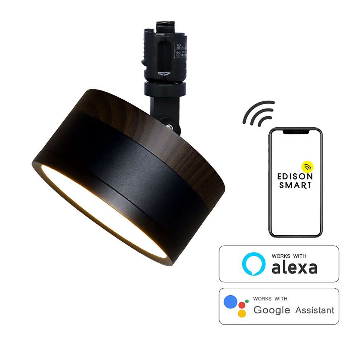 Edison Smart（エジソンスマート）ウッド調 ミニシーリングライト アーム付 ウォルーナットブラック