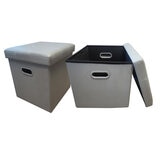 スペースメイド フェイクレザーストレージボックス 2個セット クールグレー