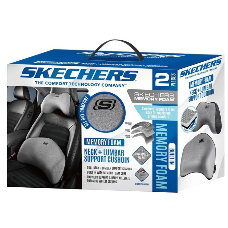 スケッチャーズ 車用クッション 2PCセット 首&腰用 スケッチャーズ 車用クッション 2PCセット 首&腰用
