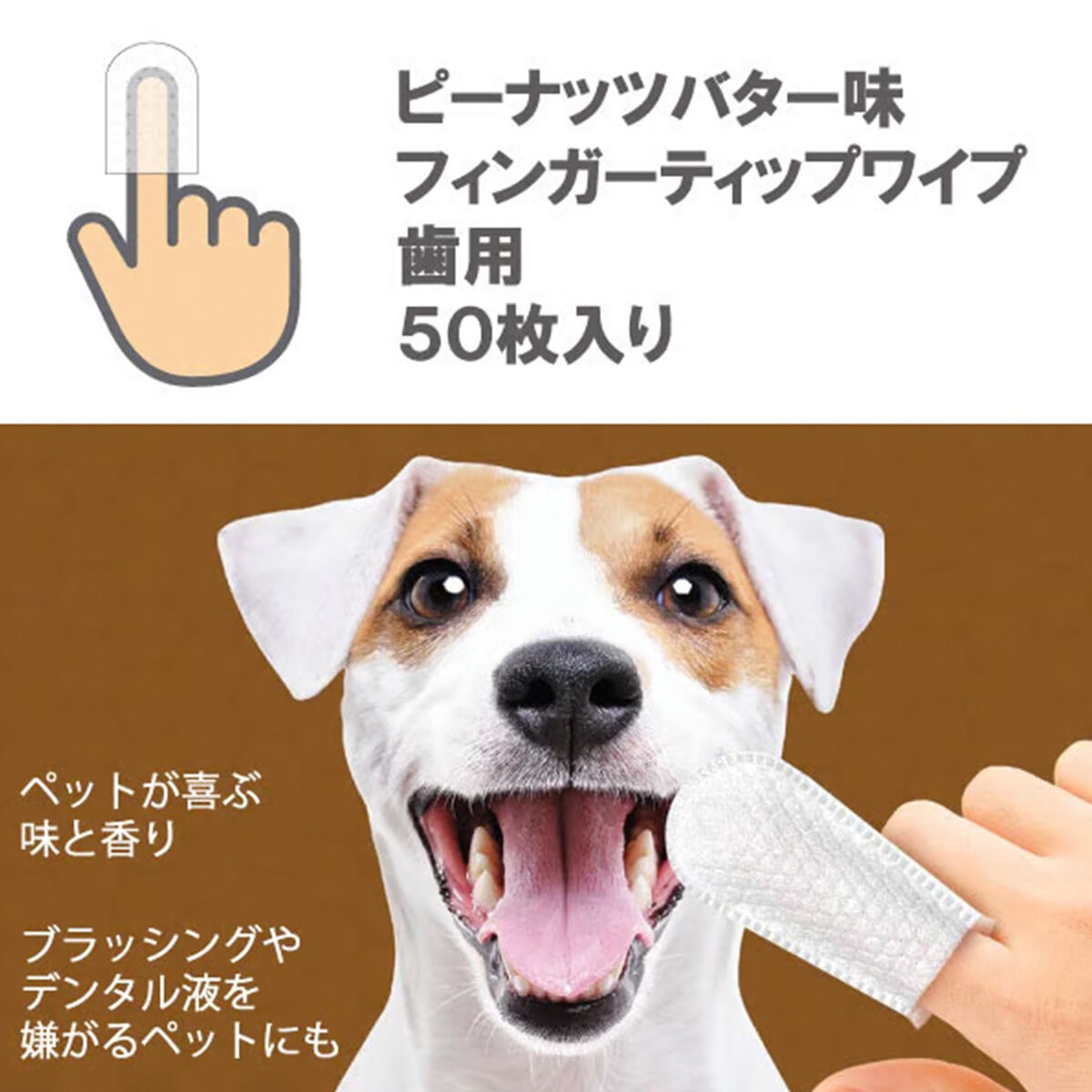 Petkin フィンガーティップワイプ 歯用 ピーナッツバター味