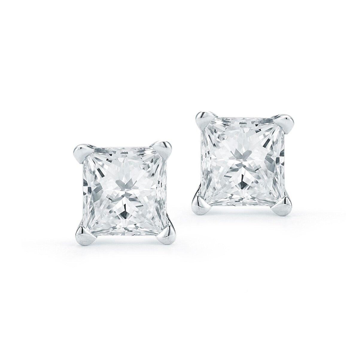 18Kホワイトゴールド 0.23カラット プリンセスカット ダイヤモンド ピアス