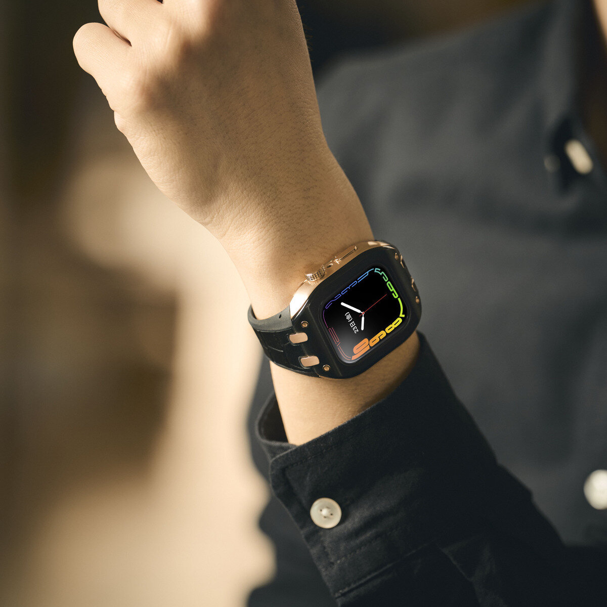 HUMBLE RICH Apple Watch Case 7/8/9対応 41mm レザー ブラック WBB0289-009