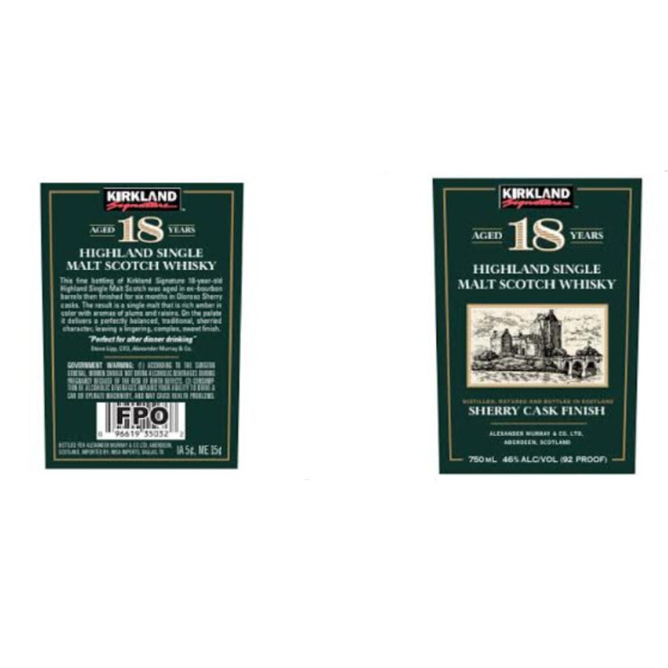 カークランドシグネチャー スコッチウイスキー ハイランド シングルモルト 18年熟成 750ml カークランドシグネチャー スコッチウイスキー ハイランド シングルモルト 18年熟成 750ml