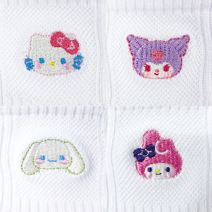 サンリオ スクール ソックス 4足組 ホワイト ハローキティ/マイメロディ/クロミ/シナモロール