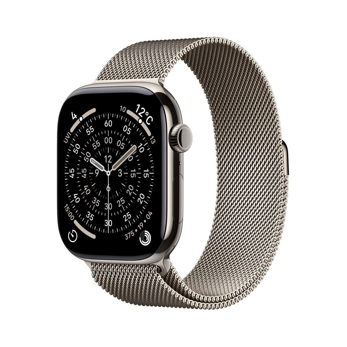 Apple Watch S11 Cellular 46mmナチュラルチタニウムケースとナチュラルミラネーゼループ - M/L