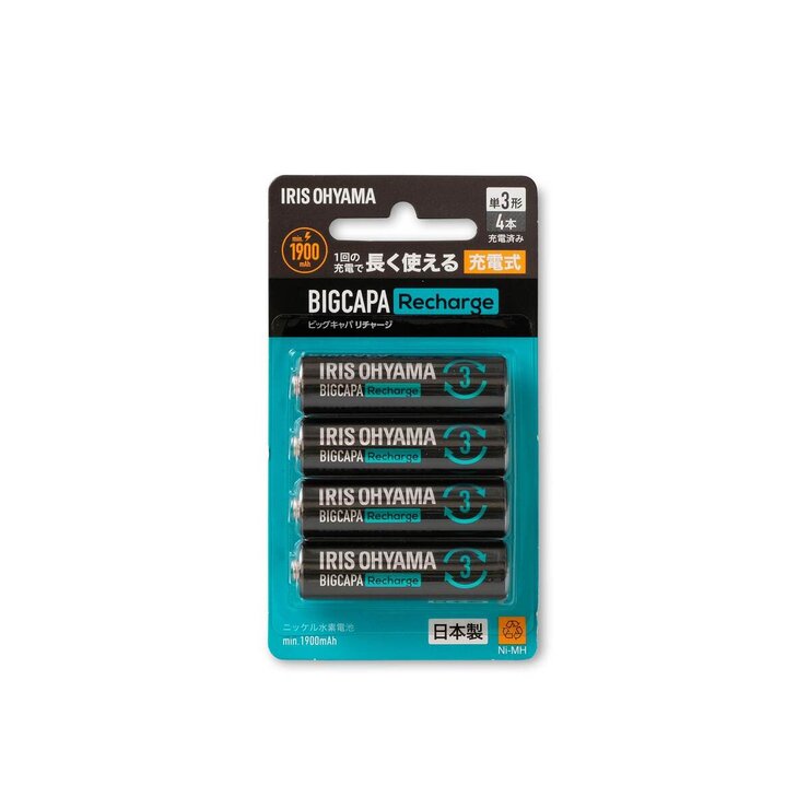 アイリスオーヤマ ビックキャパ リチャージ 単3形ニッケル水素電池 4本パック BCR-S3MH/4B アイリスオーヤマ ビックキャパ リチャージ 単3形ニッケル水素電池 4本パック BCR-S3MH/4B