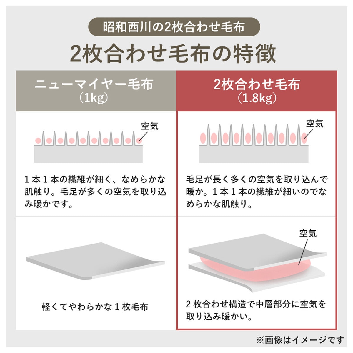 昭和西川 2枚合わせブランケット 2枚組 140cm x 200cm