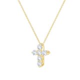 14K Yellow Gold 0.50ct Round Cut Diamond Cross Necklace