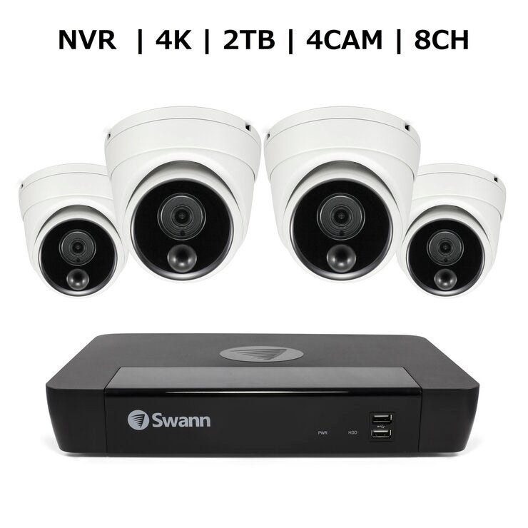 Swann(スワン)8CH 4K NVRシステム 2TB 4K 顔認識 ドームカメラ 4台セット Swann(スワン)8CH 4K NVRシステム 2TB 4K 顔認識 ドームカメラ 4台セット