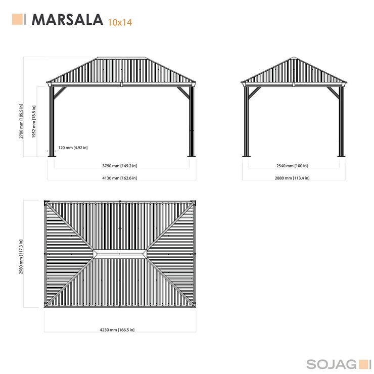 MARSALA 10ft X 14ft サンシェルター MARSALA 10ft X 14ft サンシェルター