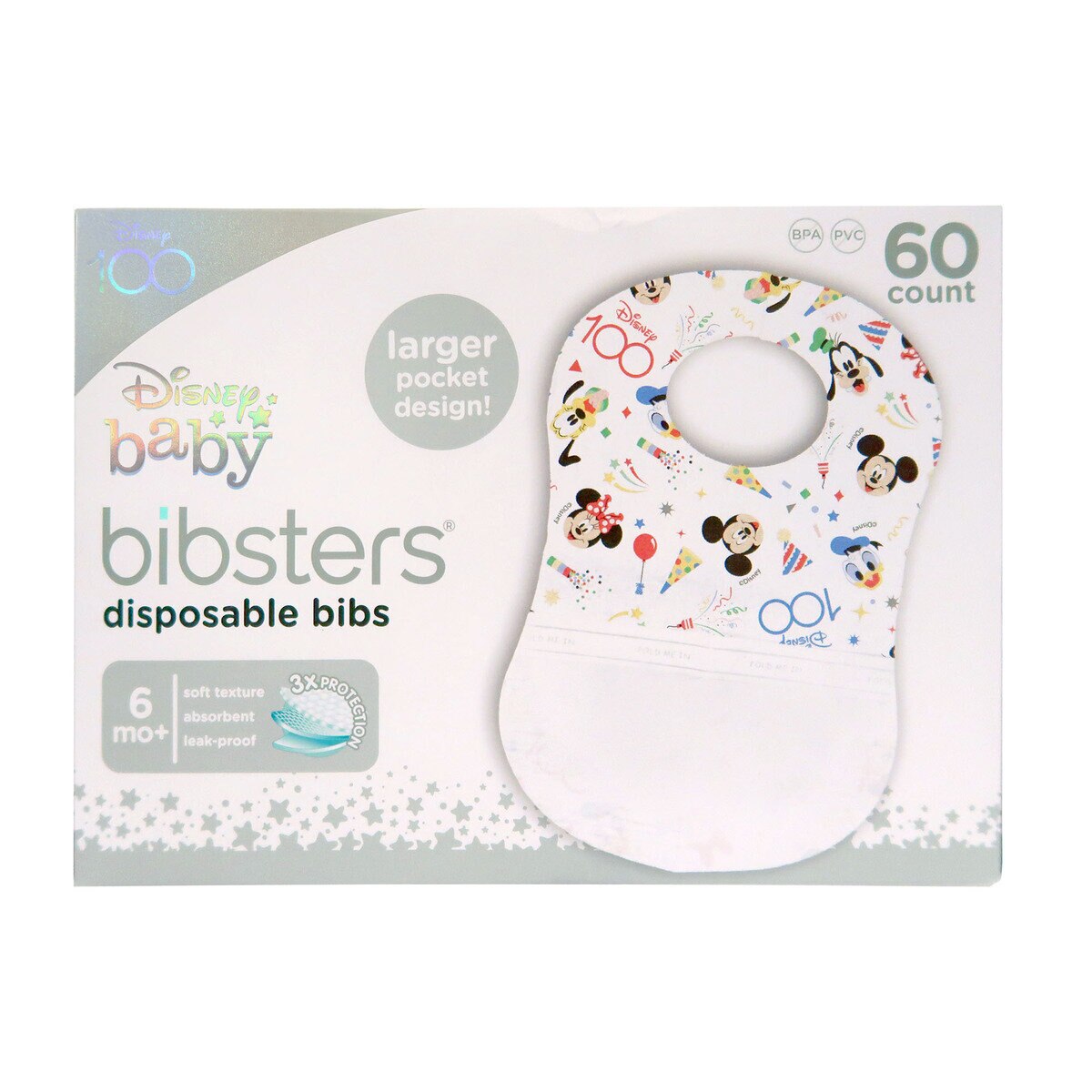 ディズニービブスター 使い捨てエプロン60枚入り 100周年限定デザイン ミッキー/ミニー
