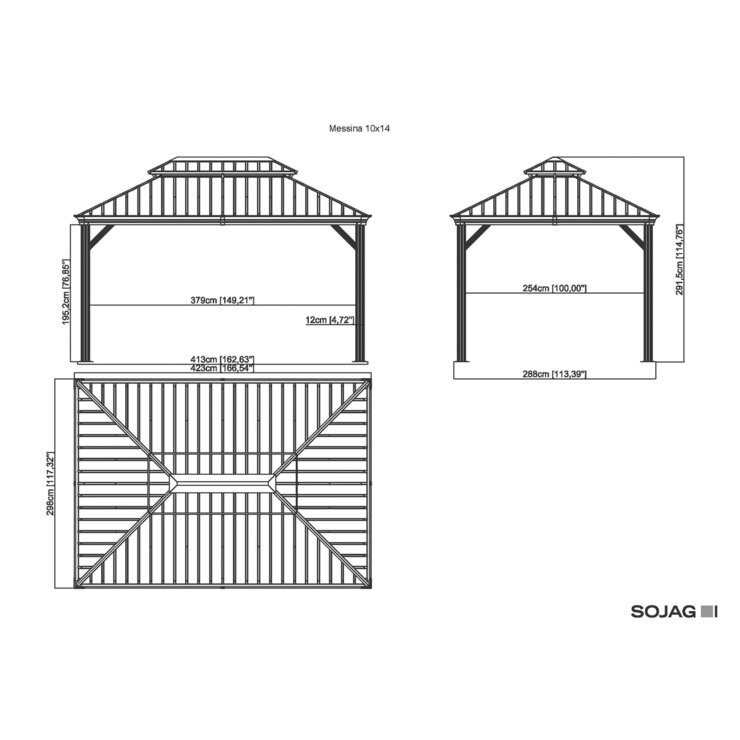 SOJAG メッシーナ 10 x 14フィート (3 x 4.2m) サンシェルター ブラック SOJAG メッシーナ 10 x 14フィート (3 x 4.2m) サンシェルター ブラック