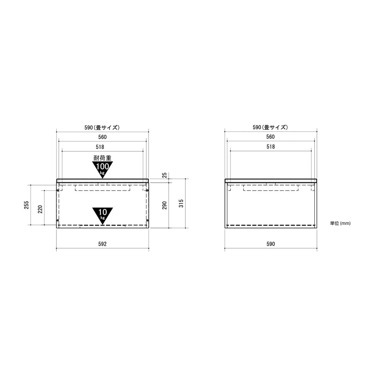 ゼンキューブ 畳ボックス ホワイト x ダークグレー ZCM-3060BX-WH-DG