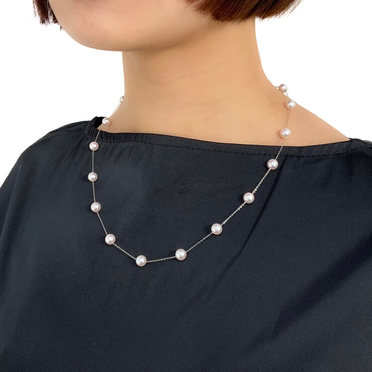 プラチナ あこやパール6.5mmステーションネックレス 55cm