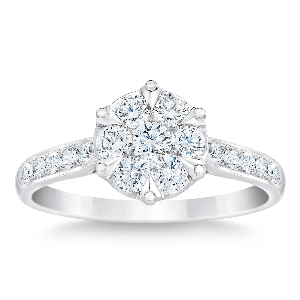 14K ホワイトゴールド 0.75カラット ダイヤモンド リング 14号