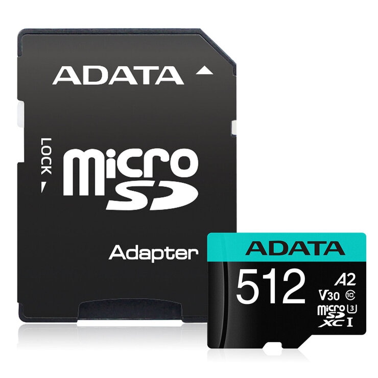 ADATA microSD 512GB UHS-I U3 V30S A2 AUSDX512GUI3V30SA2-RA1
