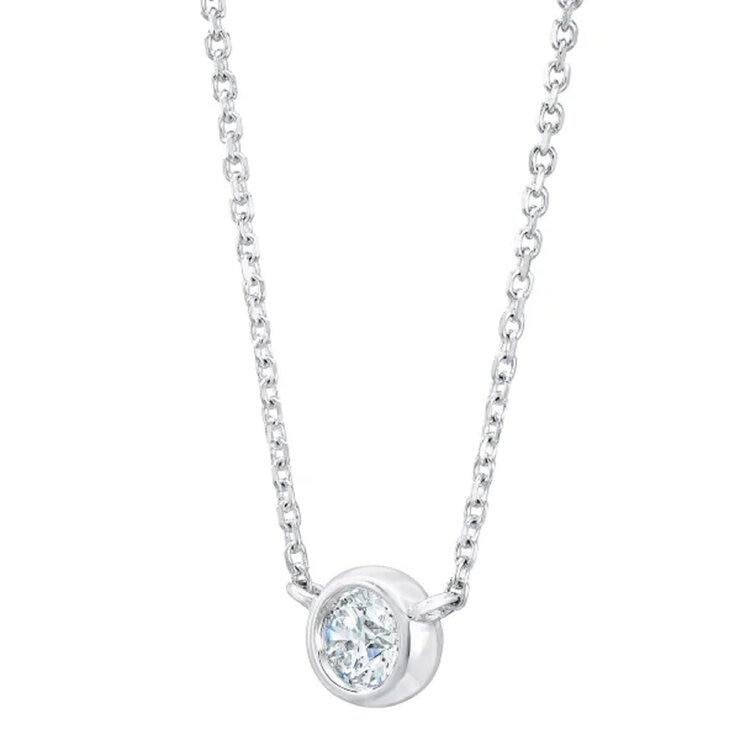 14K ホワイトゴールド 0.14カラット ラウンドカット ネックレス