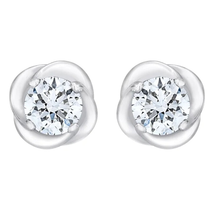 14K ホワイトゴールド 0.80カラット フローラル ピアス