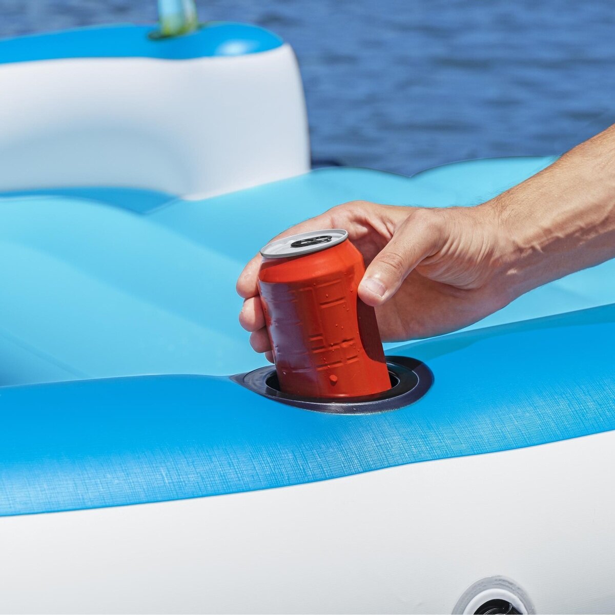 水上でリラックス TOBIN SPORTS レイクデイ 6人用 インフレータブル パーティーアイランド サンシェード付き カップホルダー付き