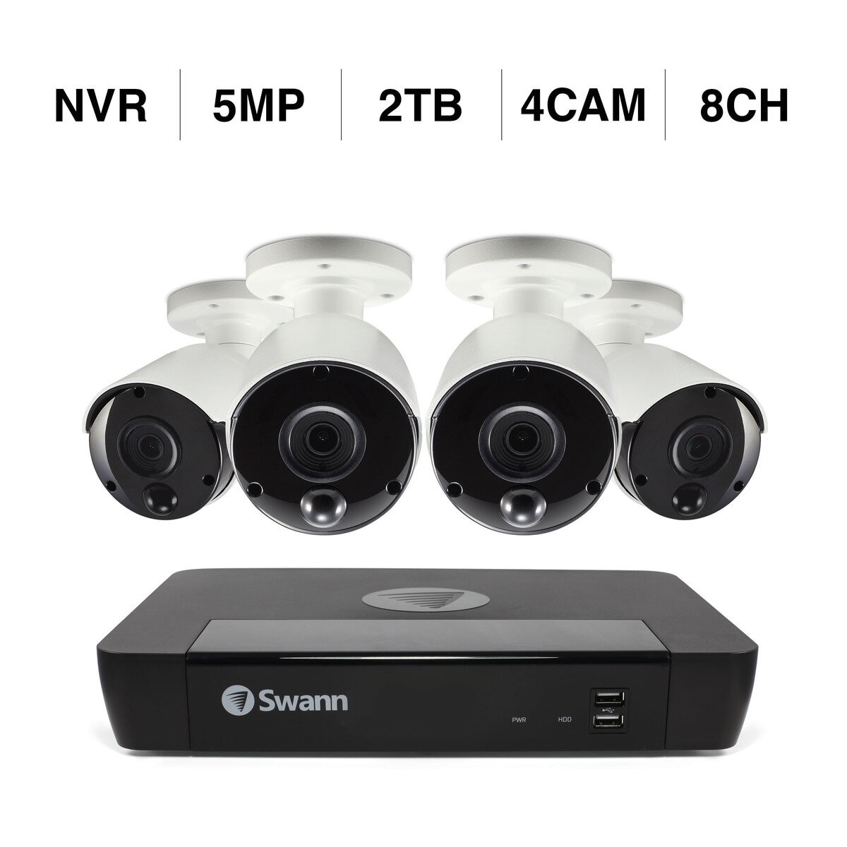 Swann（スワン）8CH 4K NVRシステム 2TB 5MPカメラ 4台セット
