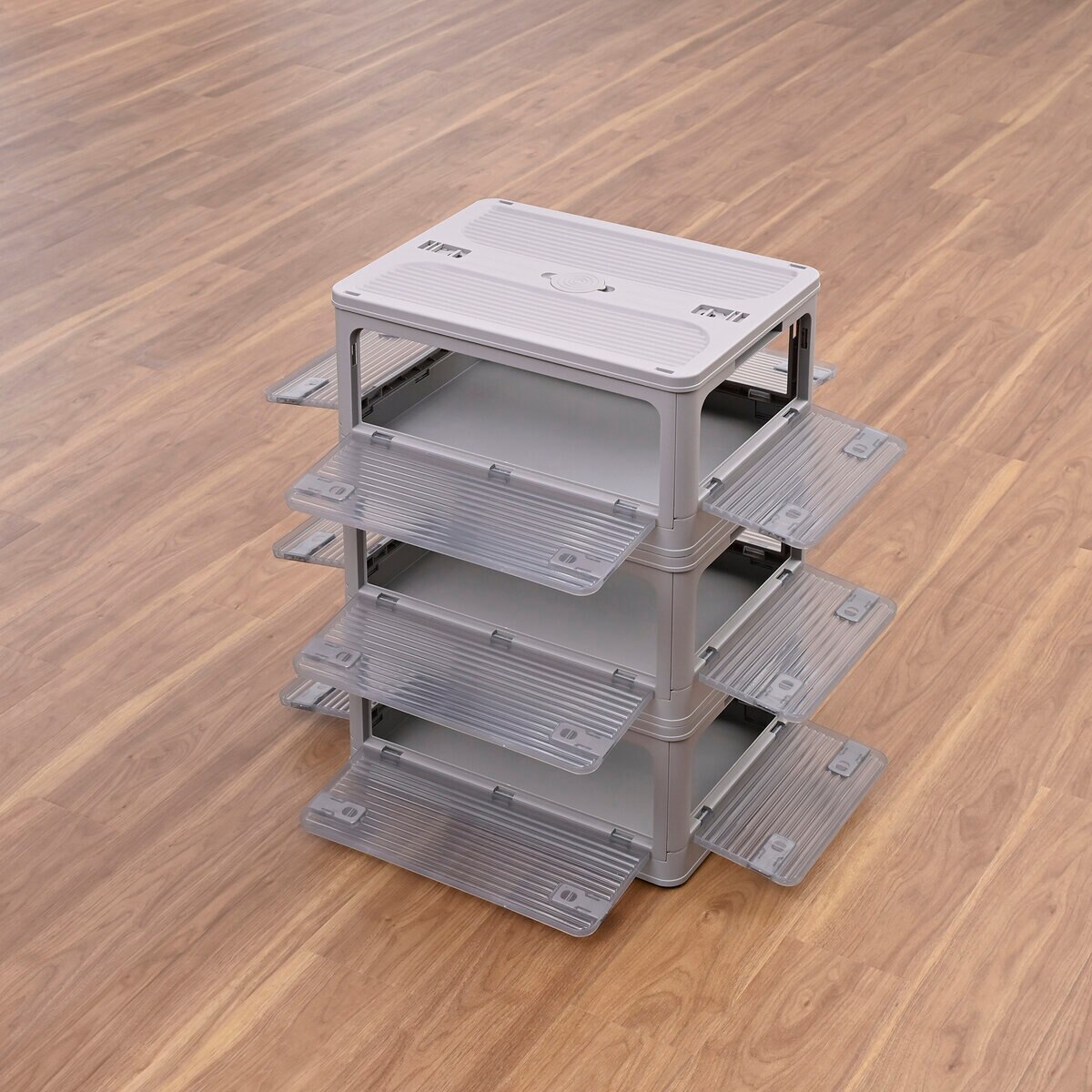 YAMAZEN コンテナフルオープンボックスM 3個組 グレージュ