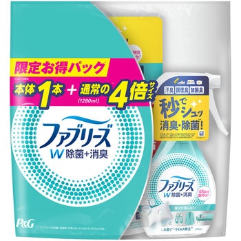 ファブリーズW除菌+消臭スプレー香りが残らない 本体370ml+詰め替え1280ml ファブリーズW除菌+消臭スプレー香りが残らない 本体370ml+詰め替え1280ml