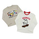 スヌーピー キッズ 長袖 2枚組 / レッド x ベージュ 100cm スヌーピー キッズ 長袖 2枚組 / レッド x ベージュ 100cm