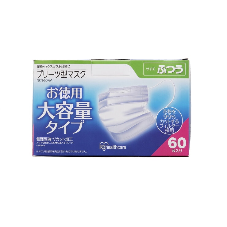アイリスオーヤマ プリーツマスク ふつうサイズ 60枚入り アイリスオーヤマ プリーツマスク ふつうサイズ 60枚入り
