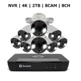 Swann（スワン）8CH 4K NVRシステム 2TB 4K 顔認識 バレット カメラ 8台セット