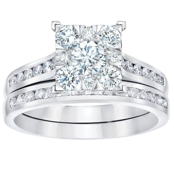 18K ホワイトゴールド 1.10カラットダイヤモンド ウェディングリング セット 18K ホワイトゴールド 1.10カラットダイヤモンド ウェディングリング セット