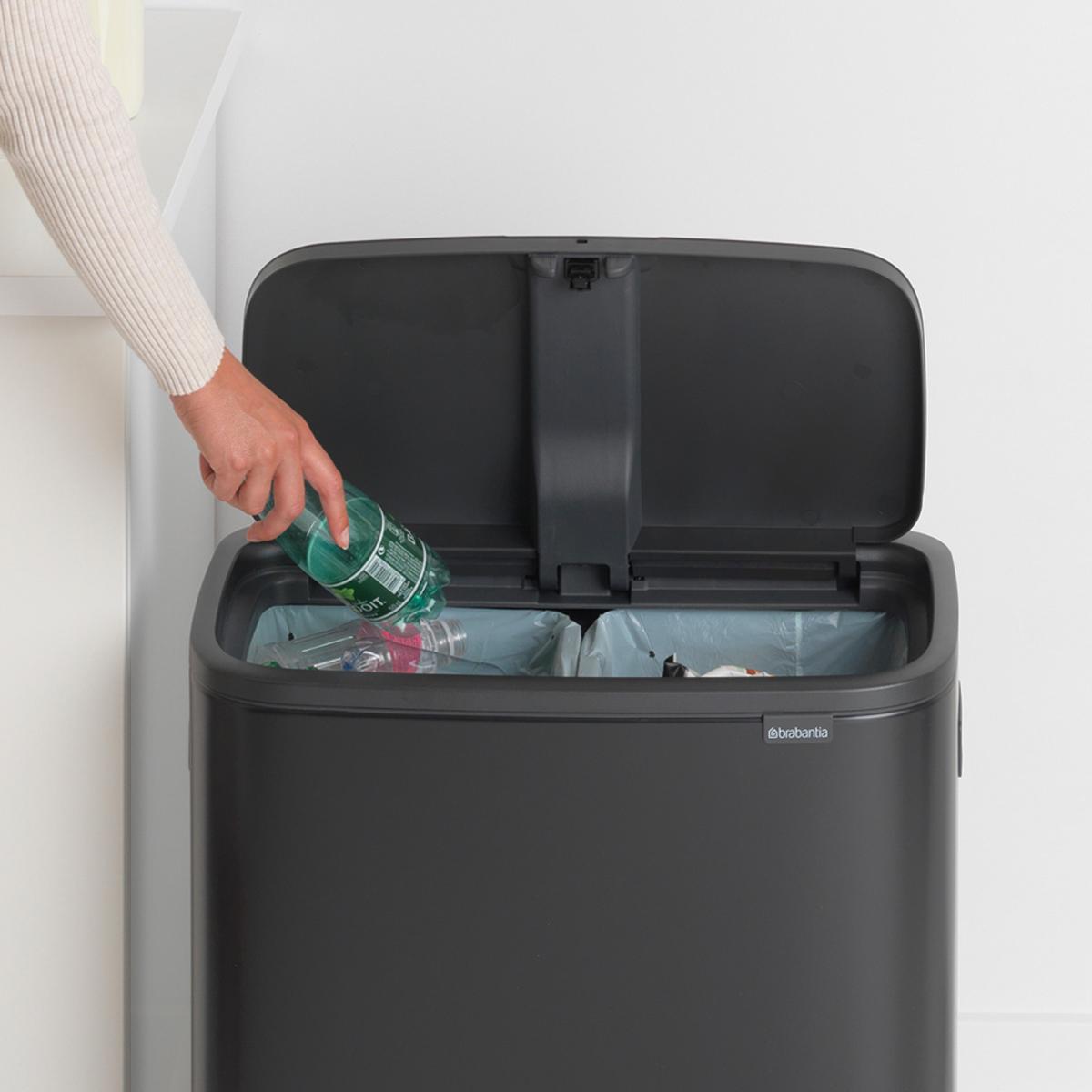 ブラバンシア Boタッチビン 2x30L   タッチ式ごみ箱 2分別  マットブラック  221484
