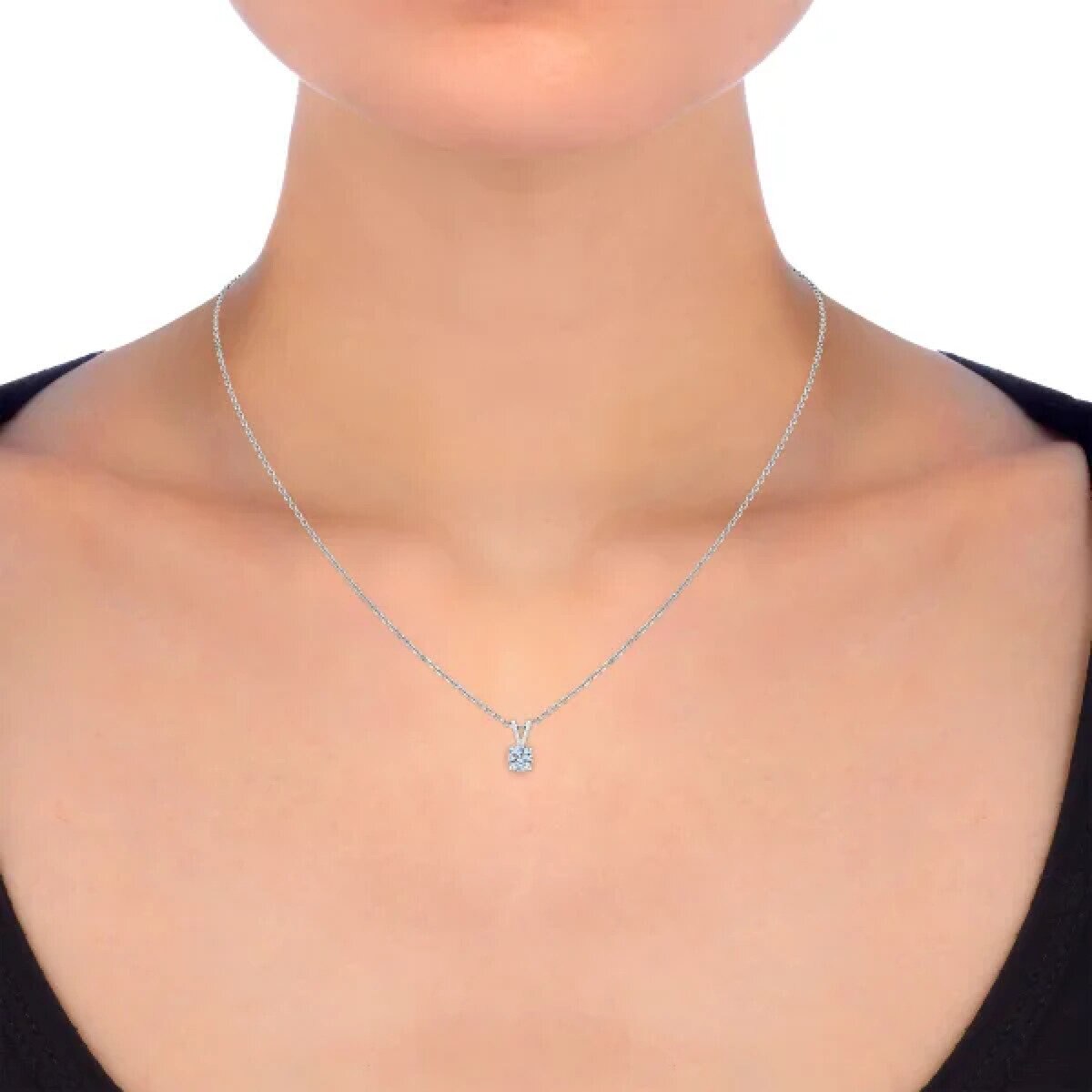 14K ホワイトゴールド 0.50カラット ソリティア ダイヤモンド ネックレス