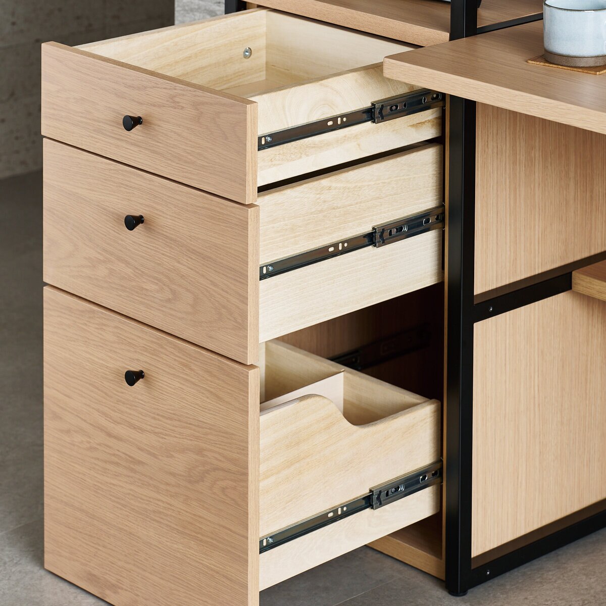 デスク ＆ キャビネットセット ホワイト WAD-799298 MOWH