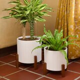 Mullally スタンド付き 陶器プランター 2個セット (26cm ＆ 24.6cm)