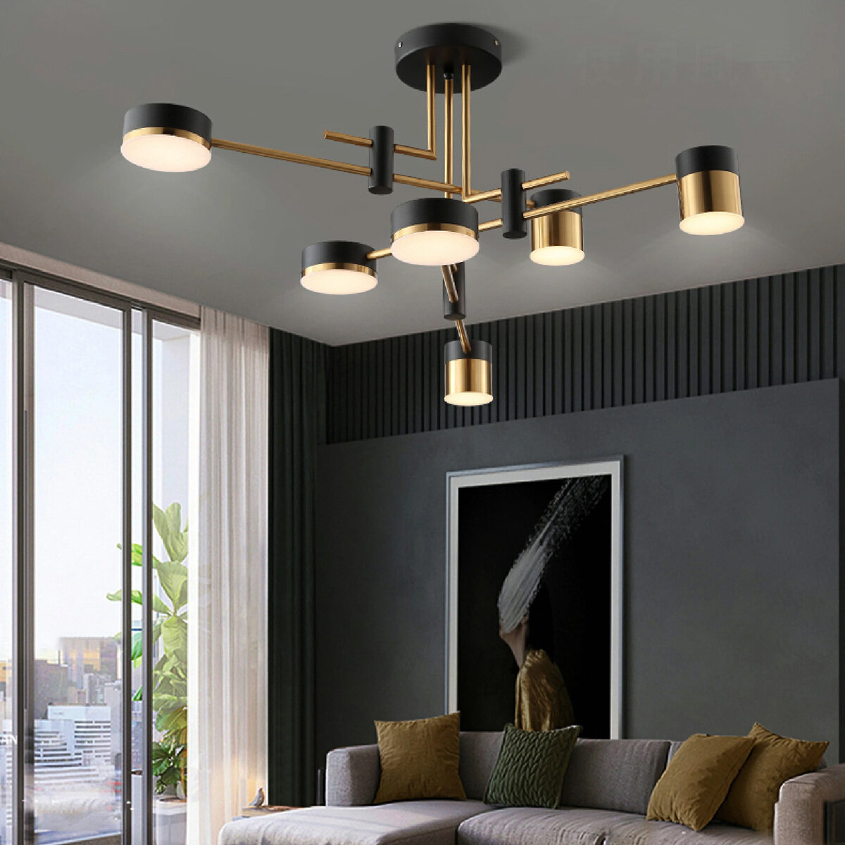 7Life モダン型 シャンデリアライト 電球色